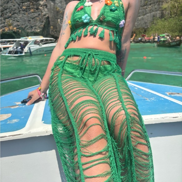 Green set top and skirt two piece cover up💚 - Picture 4 of 5